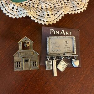 PinArt School & Math Chalkboard Pin Set in Antique Silver Tone